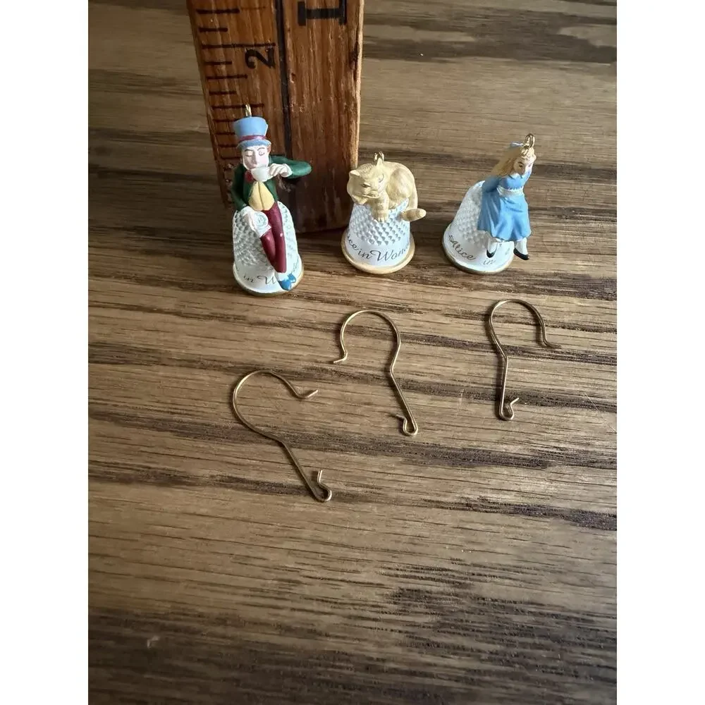 Vintage 1990s Hallmark Mini Ornaments Alice in Wonderland Ornament Lot of 3